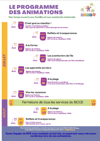 programme animation SICCE
