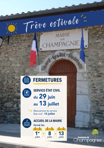 Fermeture services trêve estivale 2026